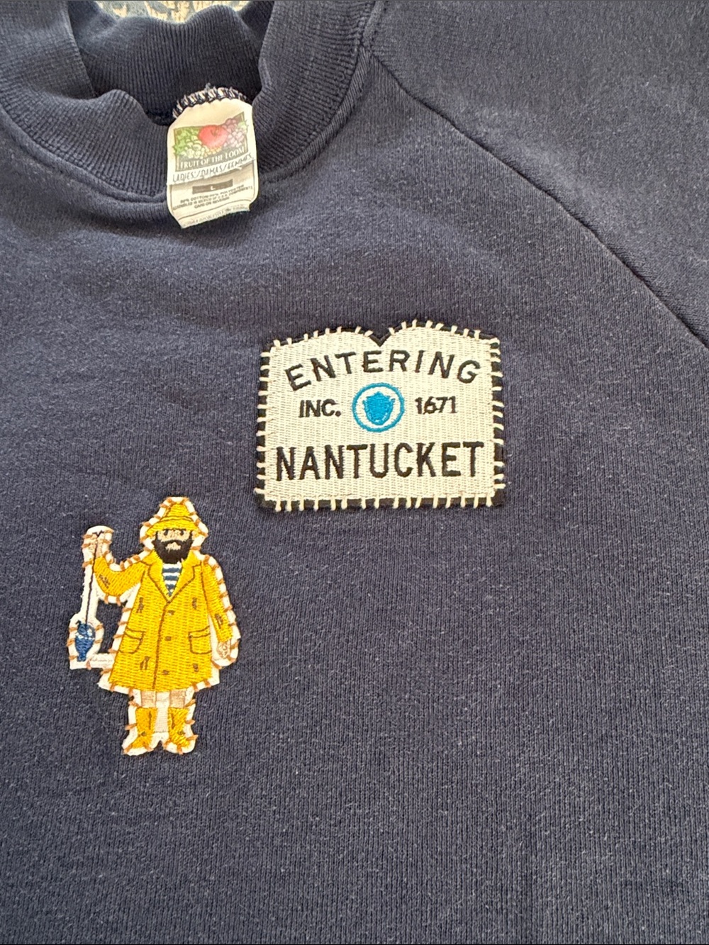 Nantucket Patch Navy vintage Sweatshirt with Nautical Embellishments - Picture 5 of 5